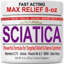 Sciatica Nerve Cream - Μέγιστη δύναμη Κρέμα άνεσης για τα πόδια, τα χέρια, τα πόδια, τα δάχτυλα, την πλάτη - Φυσικό Ultra Strength Arnica, MSM, Menthol, Καταπραϋντική άνεση, Μεγάλο 8 Oz