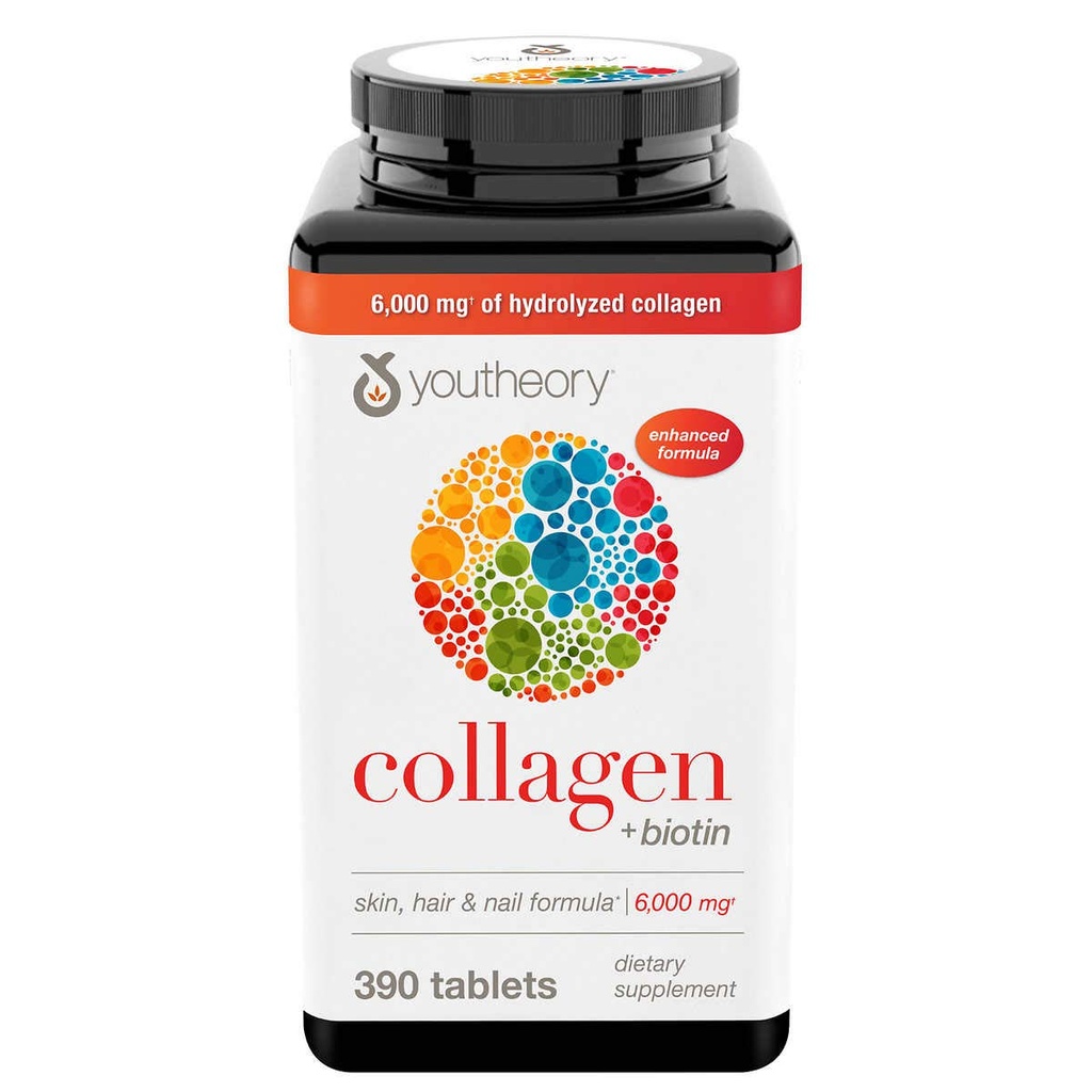 Youtheory Collagen Plus Βιοτίνη, 390 δισκία (3 συσκευασία)