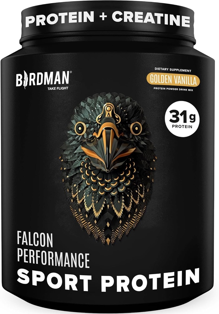 BIRDMAN Falcon Performance Vegan Protein Powder, 31g Protein, 5g Creatine, 5g BCAA, Probiotics, Electrolytes, Προ προπόνηση, χαμηλή υδατανθράκων, χωρίς ζάχαρη & γαλακτοκομικά, Πρωτεΐνες βανίλιας με βάση το φυτό -19
