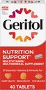 Geritol, Multivitamin Supplement, Περιέχει B- Βιταμίνες, Αντιοξειδωτικά, Βιταμίνες C, E & D και σίδηρο, 26 Ουσιώδεις Βιταμίνες και Ορυκτά, Χωρίς Γλουτένη, Μη ΓΤΟ, Χωρίς Τεχνητά γλυκαντικά, 40 δισκία
