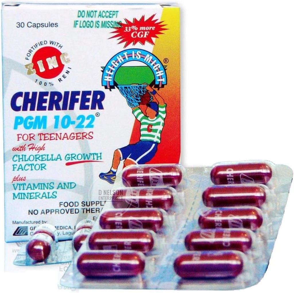 Cherifer PGM 10-22 Υψηλός αυξητικός παράγοντας Chlorella (CGF) με ψευδάργυρο, 30 κάψουλες