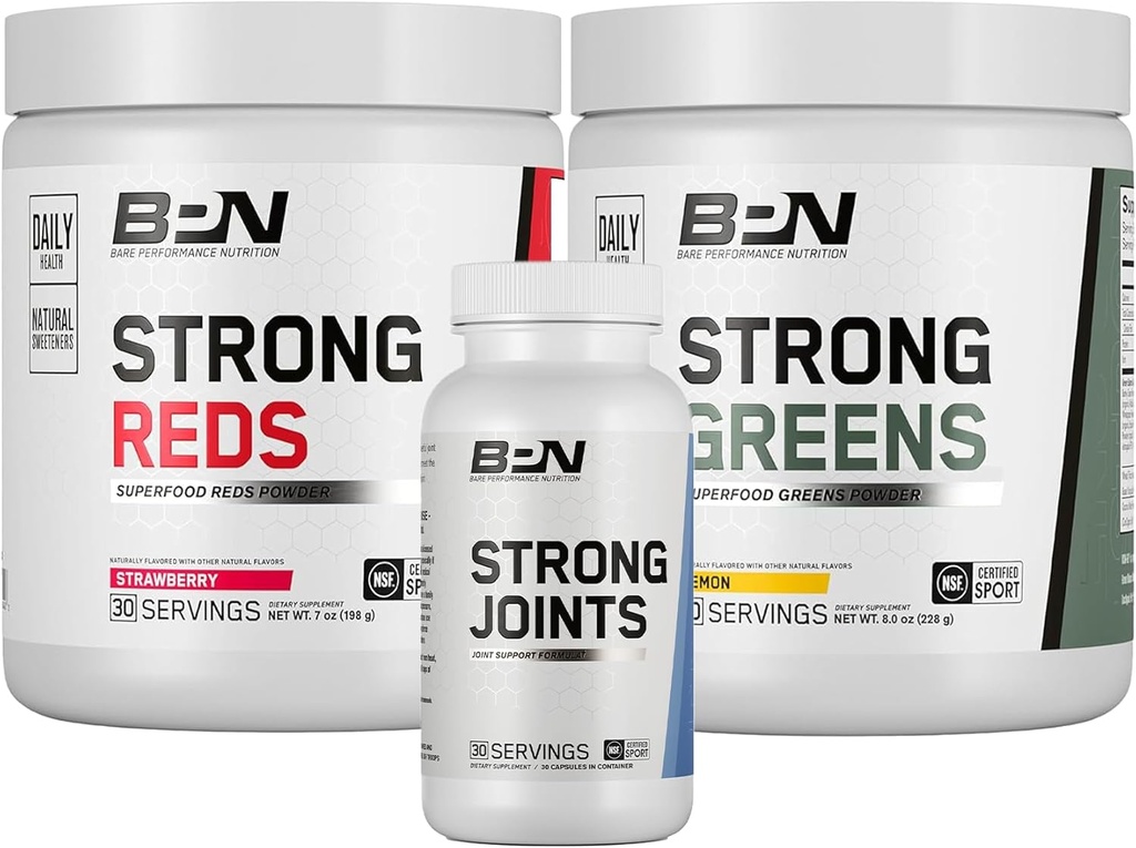 BARE PERFORMANCE NUTRITION BPN Health & Wellness Bundle, Strong Reds, Strong Greens Lemon, Strong Joints