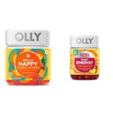 OLLY Hello Happy Gummy Worms, υποστήριξη ισορροπίας Mood, βιταμίνη D, Saffron, συμπλήρωμα μάσημα ενηλίκων & επιπλέον δύναμη καθημερινή ενέργεια Gummy, χωρίς καφεΐνη, 1000mcg βιταμίνη B12, CoQ10, Goji Berry