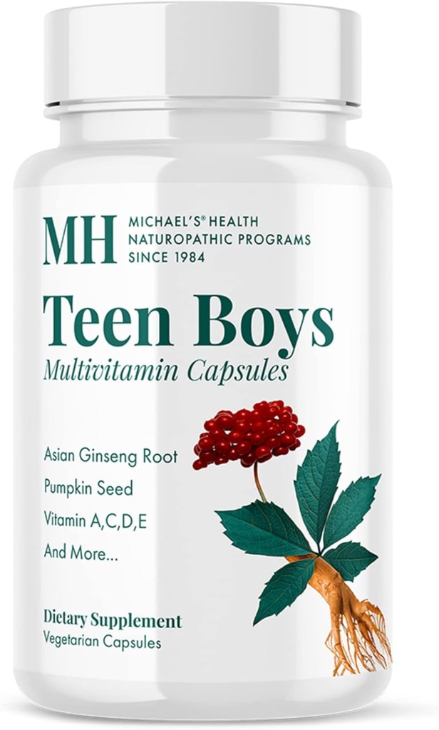 MICHAEL'S Health Naturopathic Programs Teen Boys - 120 Vegetarian Capsules - Daily Multivitamin Supplement - Kosher - 60 Servings