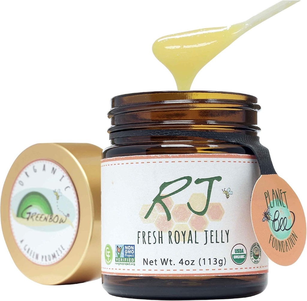 Greenbow Organic Fresh Royal Jelly - 100% USDA Certified Organic, Non-GMO, Hanal, Pure, Gluten Free - Ένα από τα πιο συσκευασμένα διατροφής - (113g)