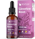 Drops εκχύλισμα ρίζας γλυκόριζας 2000mg (Glycyrrhiza glabra L.) συμπλήρωμα βοτάνων Απορροφήσεις Καλύτερα από κάψουλες, 1 μήνας προσφοράς, 84 μερίδες, χωρίς αλκοόλ Βάμμα - 2 Oz, συσκευασία του 1