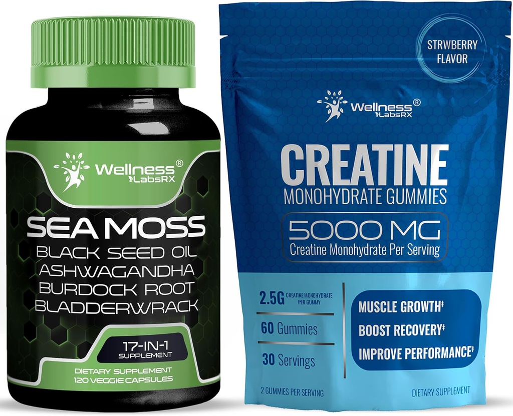 WELLNESS LABSRX Irish Sea Moss Capsules - Creatine Gummies 5000mg