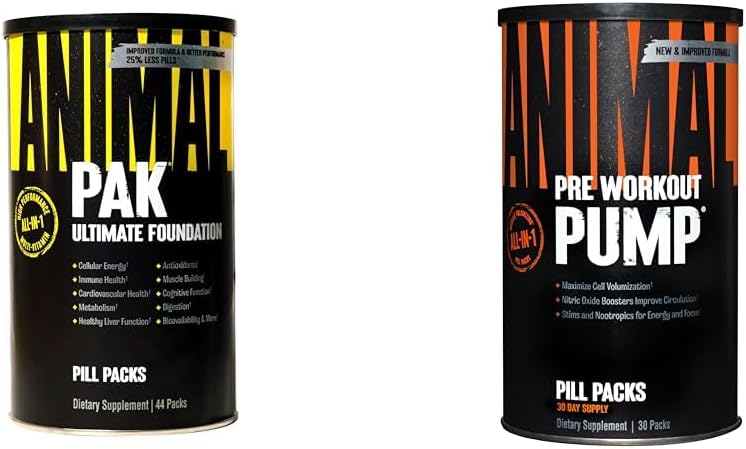 Animal Pak - Convenient All-in-One Vitamin & Supplement Pack - Zinc & Pump – Preworkout - Vein Popping Pumps – Easy to Remove Stimulant Pill for Anytime Workouts – 30 Count