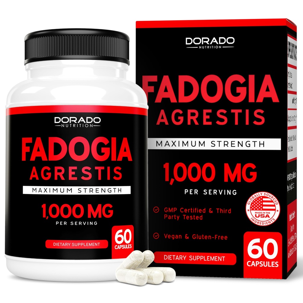 Fadogia Agrestis Extract 1000mg per Serving - [Μέγιστη Δύναμη] - Δύναμη, Drive, Αθλητική Απόδοση, Μύες Μάζας - Third Party Tested - Zero Fillers - Χωρίς γλουτένη, Μη ΓΤΟ, Κάψουλες Vegan
