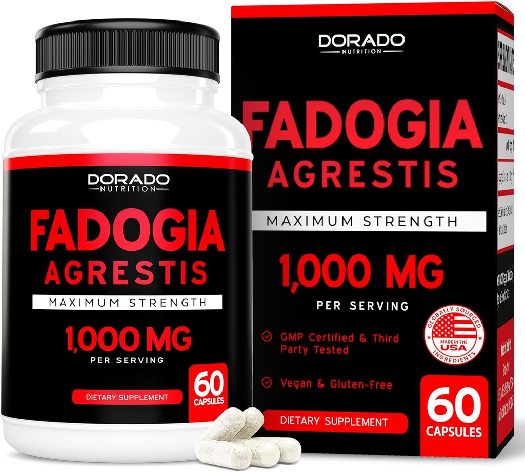 Fadogia Agrestis Extract 1000mg per Serving - [Μέγιστη Δύναμη] - Δύναμη, Drive, Αθλητική Απόδοση, Μύες Μάζας - Third Party Tested - Zero Fillers - Χωρίς γλουτένη, Μη ΓΤΟ, Κάψουλες Vegan