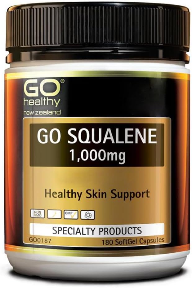 Go Healthy Go Squalene Skin Support, antioxidant Protection, Cholesterol Level Support 1000mg 180 Softgel Caps