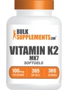 BulkSupplements.com Βιταμίνη K2 Softgels - Βιταμίνη K2 MK7, Συμπληρώματα Βιταμίνης - Χωρίς γλουτένη, 1 Softgel per Serving, 365 Count (Pack of 1)
