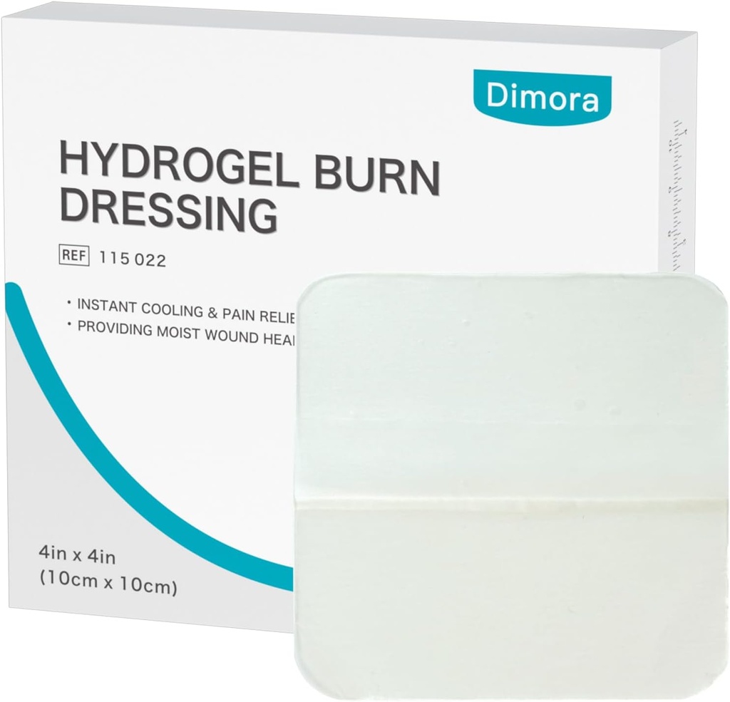 Dimora Hydrogel Burn Dressing 4" x 4" - Κάψιμο και τραύμα Dressing Instant Cooling Relief for Minor Burns & Wounds, Καταπραϋντικό υγρό Burn Pads για 1ου-2ου βαθμού εγκαύματα, περικοπές, εκδορές (10 κόμης)