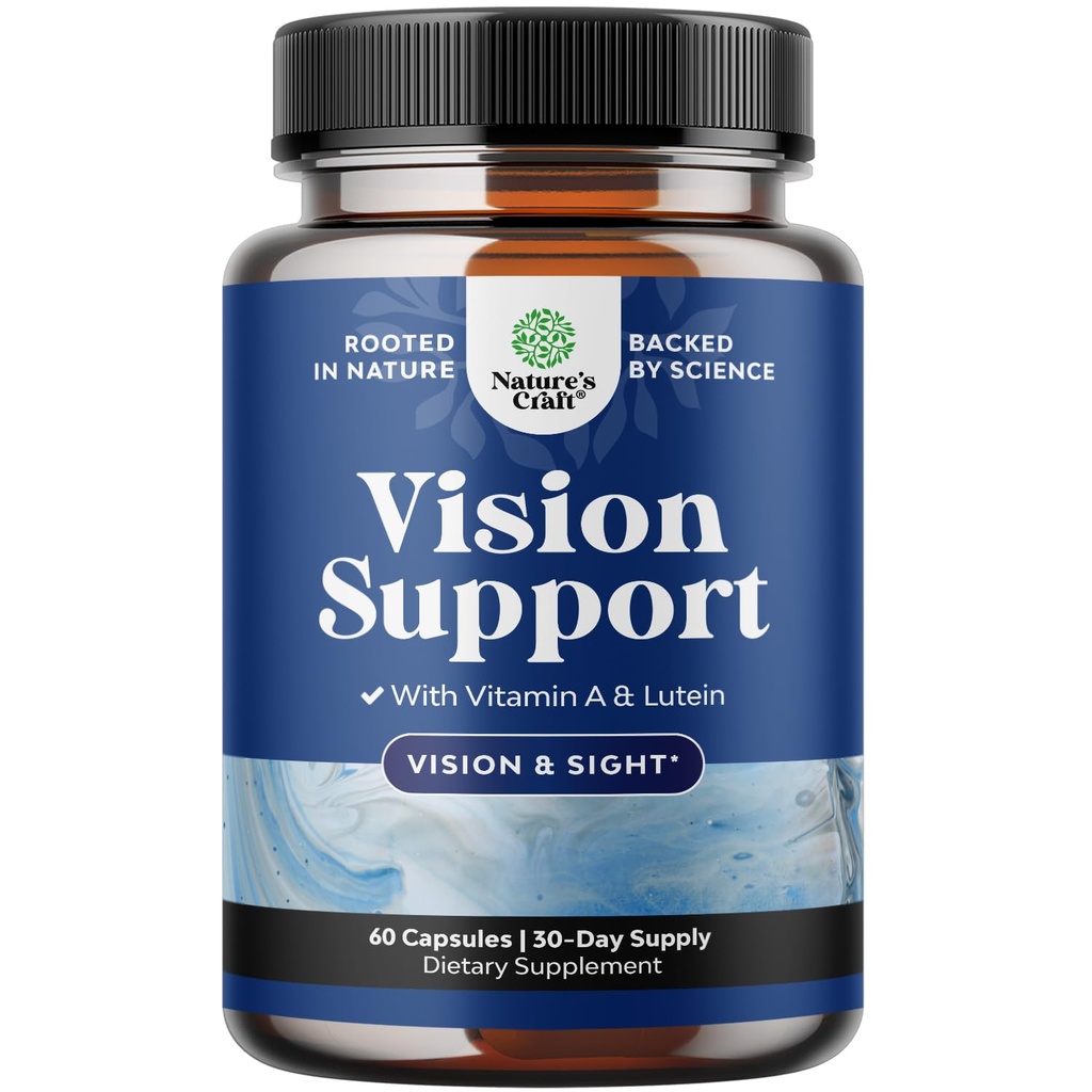 Complete Eye Health Supplement for Adults - Lutein 20mg Per Serving Eye Vitamins for Vision Dry Eyes Pressure and Blue Light Protection - Supplement Adults with Beta Carotene Eyes - 60 Count