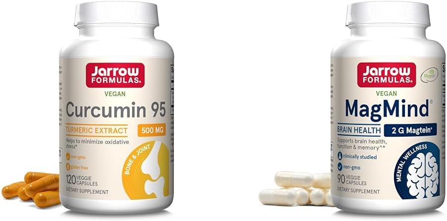 Jarrow Formulas Curcumin 95 500mg - Μέχρι 120 σέρβις (Veggie Caps) - Turmeric Curcumind Brain Health with Magtein (Magnesium L-Threonate), Συμπλήρωμα διατροφής
