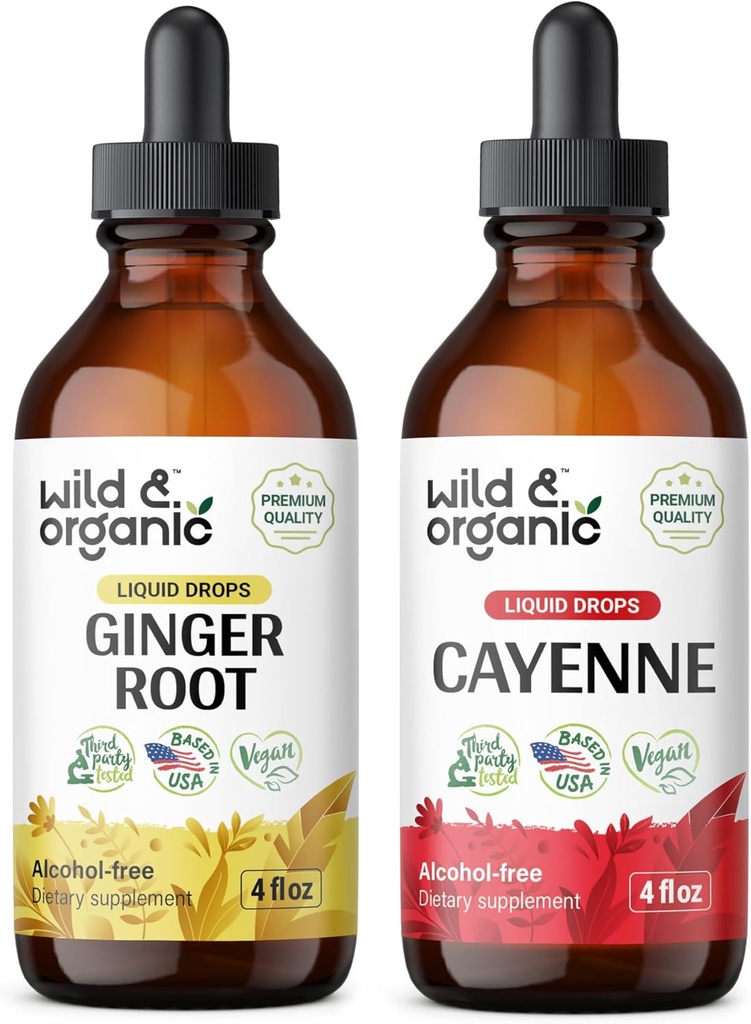 Άγρια & οργανικά Ginger Ρίζα Βάμμα 4 fl oz & Cayenne Πιπέρι Βάμμα 4 fl oz