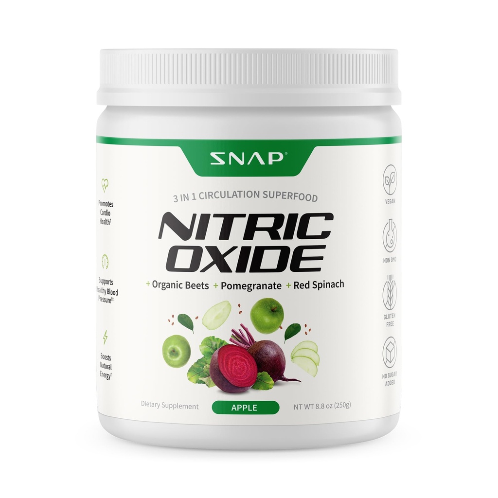 Συμπληρώματα οργανικής ρίζας τεύτλων Nitric oxide σκόνη - Υποστηρίζει την ενέργεια και την υγιή κυκλοφορία, 8.8 oz (30 υπηρεσίες, 1 μήνα προσφοράς), Apple