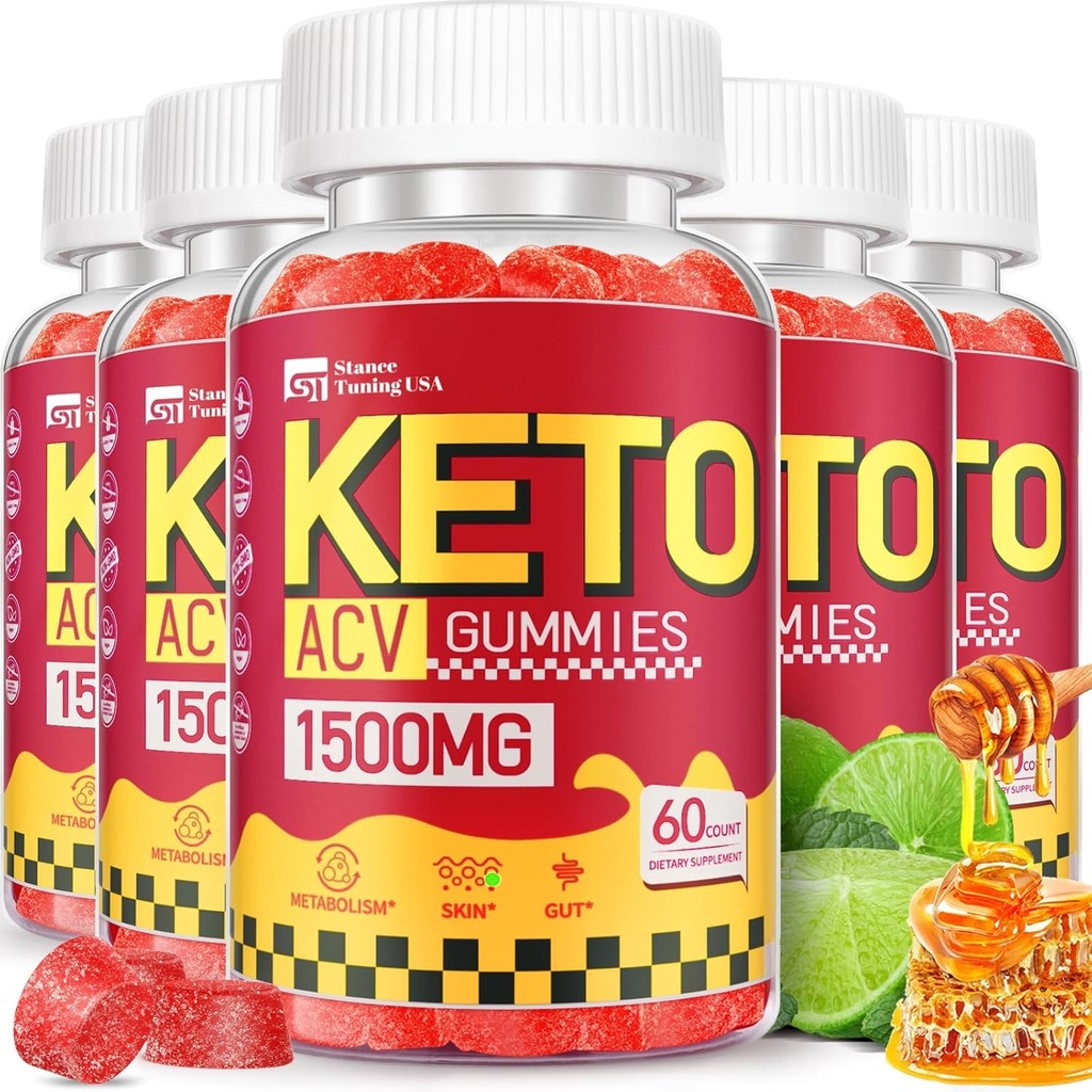 Keto ACV Gummies - 1500MG ACV Keto Gummies για γυναίκες άνδρες - μηλίτη μηλίτη ξύσμα με τη μητέρα, τα προβιοτικά, βιταμίνες B6 B12 για Gut Digestion - Vegan & Non-GMO,5 Pack