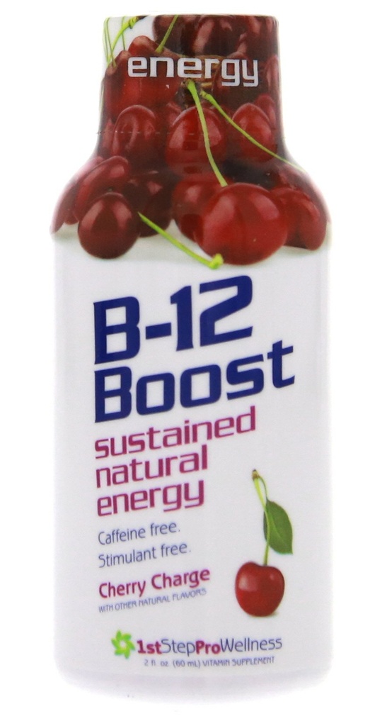 1ο βήμα για την ενέργεια B-12 Boost Cherry Charge 12 (2 fl oz) μπουκάλια