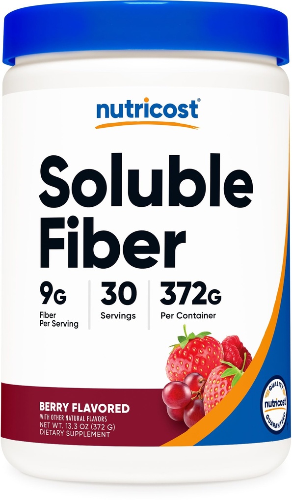 Nutricost Soluble Fiber (Berry Flavored) 30 Μερίδες - Vegan, μη ΓΤΟ, Χωρίς γλουτένη