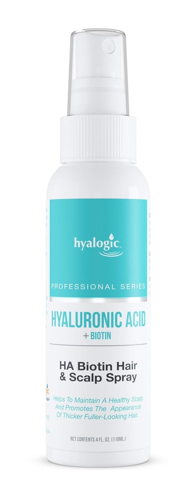 Hyalogic Biotin Hair Growth Spray with Hyaluronic Acid - Professional Hair Products for Thinning Hair - Healthy Scalp Hydration, Non-Greasy, Volumizing Hair Products (4 Fl oz)