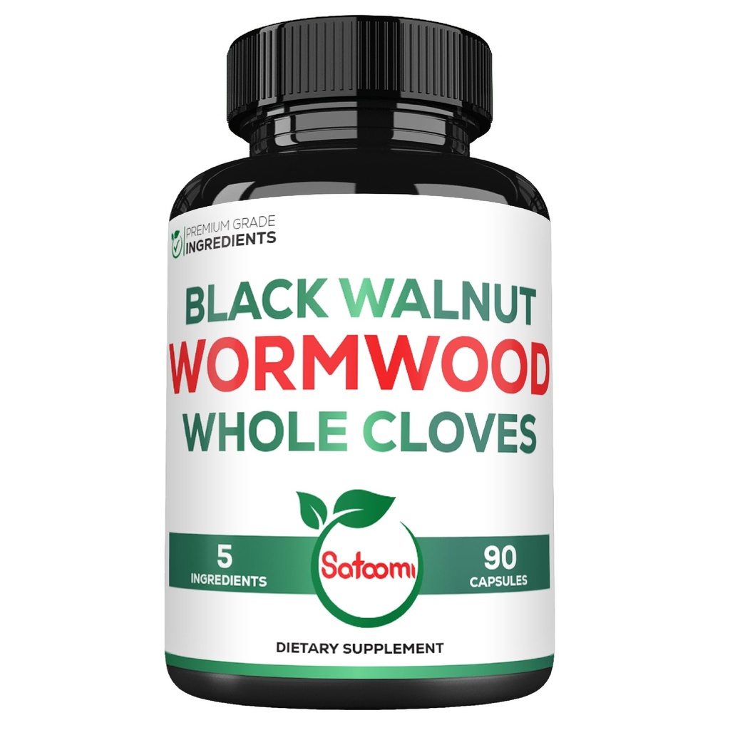 Satoomi 5 σε 1 Wormwood Capselles συμπλήρωμα - με μαύρο γαρύφαλλο Walnut Turmeric και Berberine HCl - 90 κάψουλες - ανοσοποιητικό σύστημα & Digestion Health