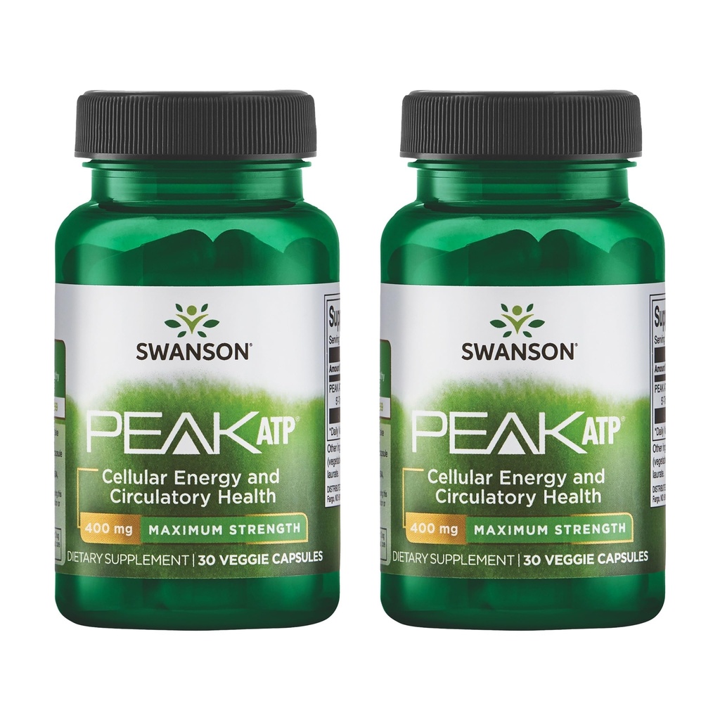 Swanson Μέγιστη δύναμη κορυφή ATP-Φυσικό συμπλήρωμα που προωθεί Cellular Energy Υποστήριξη-Υποστηρίζει τη φυσική απόδοση και προωθεί την υγιή υποστήριξη ροής αίματος (30 κάψουλες λαχανικών, 400mg έκαστο) 2 συσκευασία