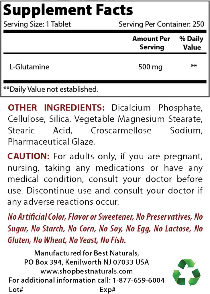Best Naturals L-Γλουταμίνη 500 mg & L-Citrulline 1500 mg