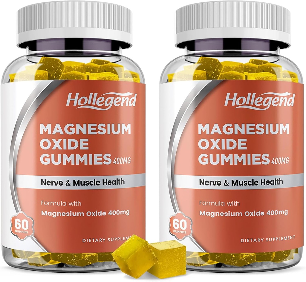 οξείδιο του μαγνησίου 400mg Gummies, οξείδιο του μαγνησίου Chewable συμπλήρωμα για την υγεία των μυών, των νεύρων και της καρδιάς, Vegan, Pinapple Γεύση, 120 Count