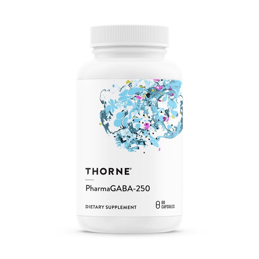THORNE - PharmaGABA-250 - GABA Supplement - 250 mg Natural Source Gamma-Aminobutyric Acid - Promotes a Calm, Relaxed, Focused State of Mind* - 60 Capsules
