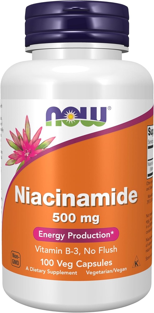 NOW Foods Supplements, Niacinamide (Vitamin B-3) 500 mg, Energy Production*, 100 Veg Capsules
