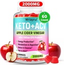 Μηλίτης μηλίτη, Γρήγορο κέτο ACV Gummies, Max Strength 2000mg, Formulated with Green Tea, B6 & B12, Probiotics, ACV για Μεταβολισμό, Digetion, Detox & Cleanse, 60 Counts