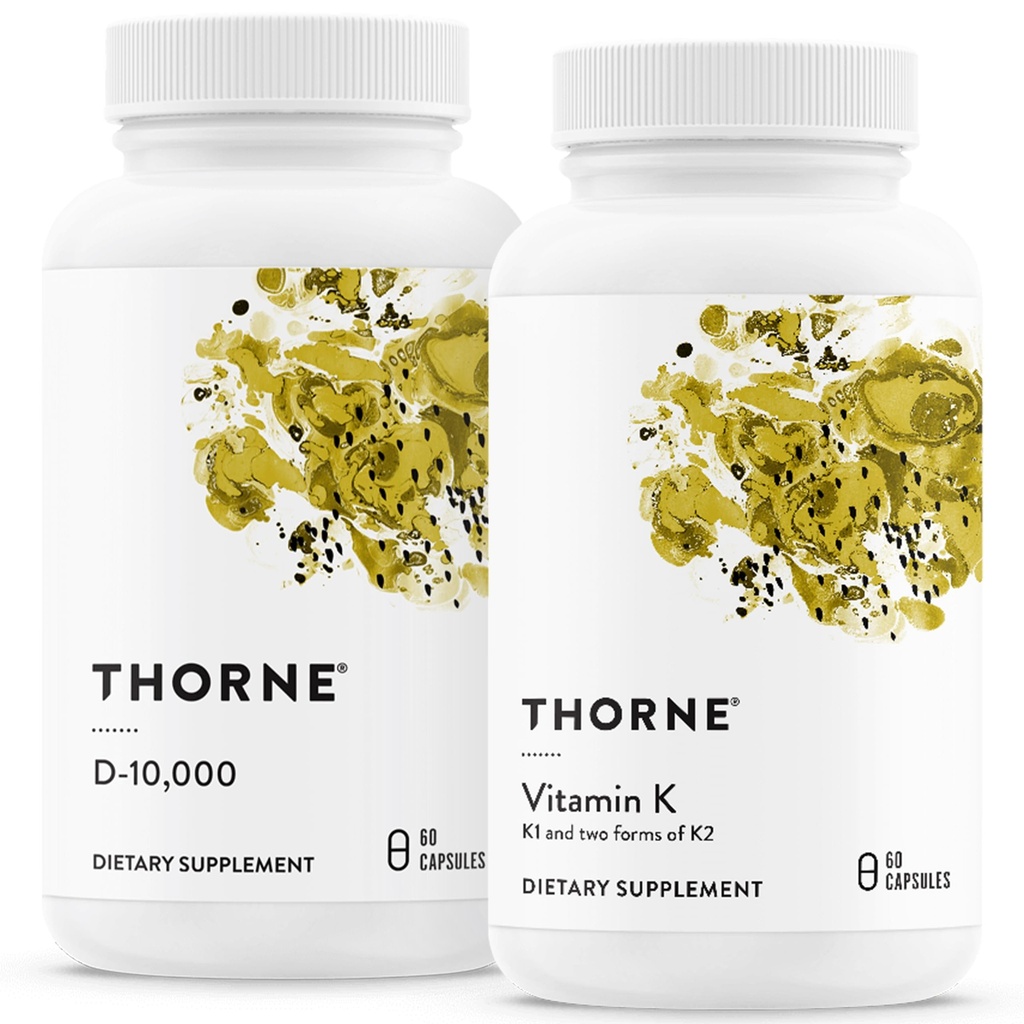THORNE - Bundle για την υγεία των οστών - Βιταμίνη D3 & βιταμίνη K - Υποστηρίζει υγιή οστά, μύες δοντιών, καρδιοαγγειακή και ανοσοποιητική λειτουργία - 30 έως 60 Υπηρεσίες