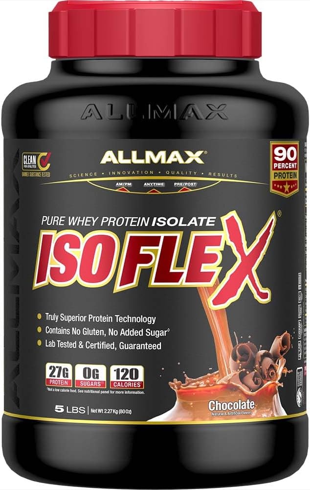 Διατροφή ALLMAX - ISOFLEX Whey Protein Powder, Whey Protein Isolate, 27g πρωτεΐνη, σοκολάτα, 5 Λίρες