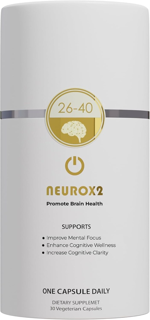 26-40 Age Group Focused, Brain Health Nootropic Supplement, 30 Count, for Men & Women - Χωρίς καφεΐνη, Χωρίς γλουτένη, Χωρίς σόγια, Focus & Clarity Κάψουλες για ψυχική υποστήριξη (26-40)