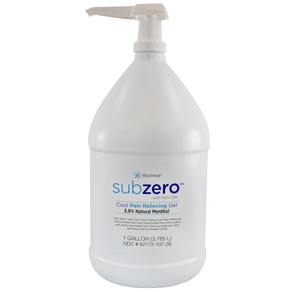 Sub Zero Cooling Pain Relief Gel, 1-Gallon Bottle with Pump - Joint Relief and Nerve Pain Relief Cream for Muscle Deep Pain Relief and Arthritis Relief