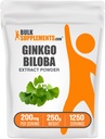 BulkSupplements.com Ginkgo Biloba Extract Powder - από Ginkgo Biloba Leaf, Antioxidant Source, Herbal Supplement - Χωρίς γλουτένη, 200mg ανά Σερβίρισμα, 250g (8,8 oz) (Pack of 1)