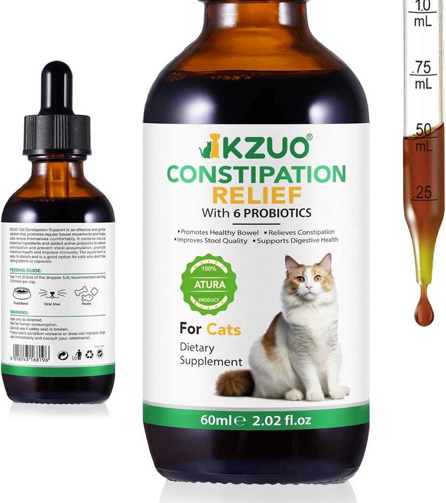 Cat δυσκοιλιότητα Ανακούφιση - Φυσικό Laxative σταγόνες με Pumpkin Fiber & Probiotics, Vet-Σχηματίζεται για γρήγορη υποστήριξη του εντέρου, Hairball Relief, Easy Liquid Dosing, κοτόπουλο Γεύση