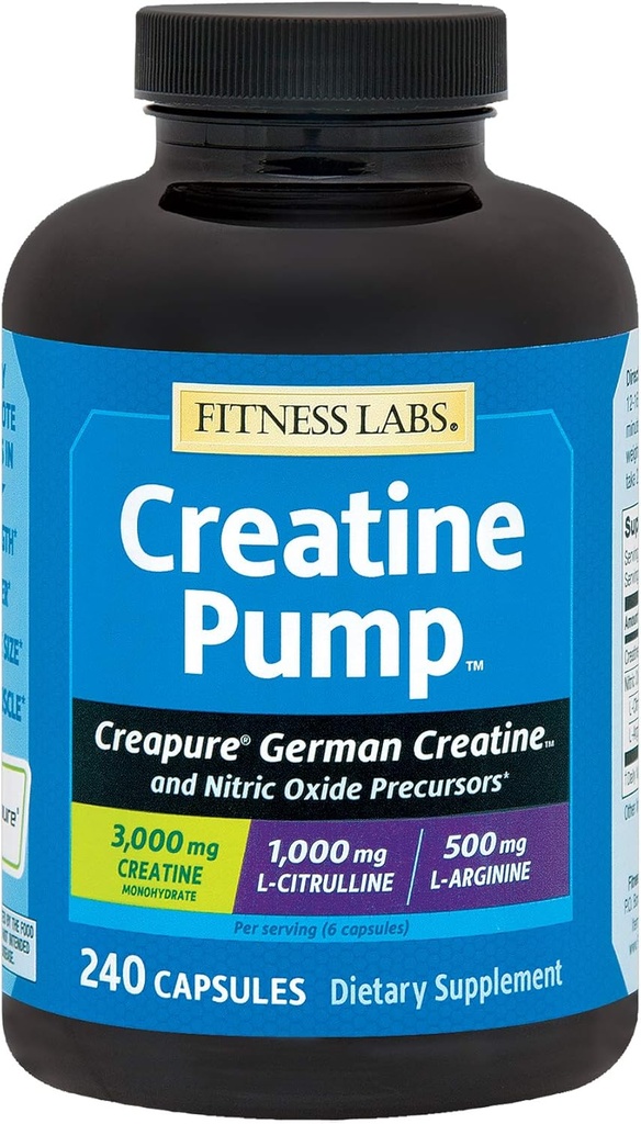 Fitness Labs Αντλία Creatine με L-Citrulline, L-αργινίνη και Creapure Creatine Monohydrate - 240 Κάψουλες