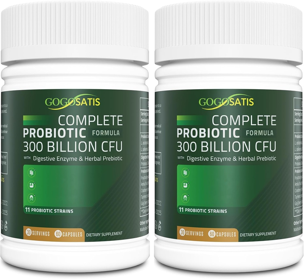 Probiotics for Women and Men, 300 Billion CFU 11 Strains, Acidophilus Probiotic Supplement with Organic Herbal & Digestive Enzymes Shelf Stable for Digestion & Immune Support 120 Count