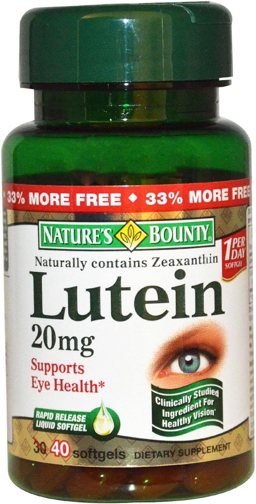 Nature's Bounty Lutein 20mg, 40 Softgels (Pack of 2)