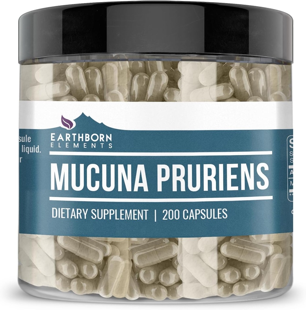 Earthborn Elements Mucuna Pruriens Extract, 200 Capsules, No Additives or Fillers