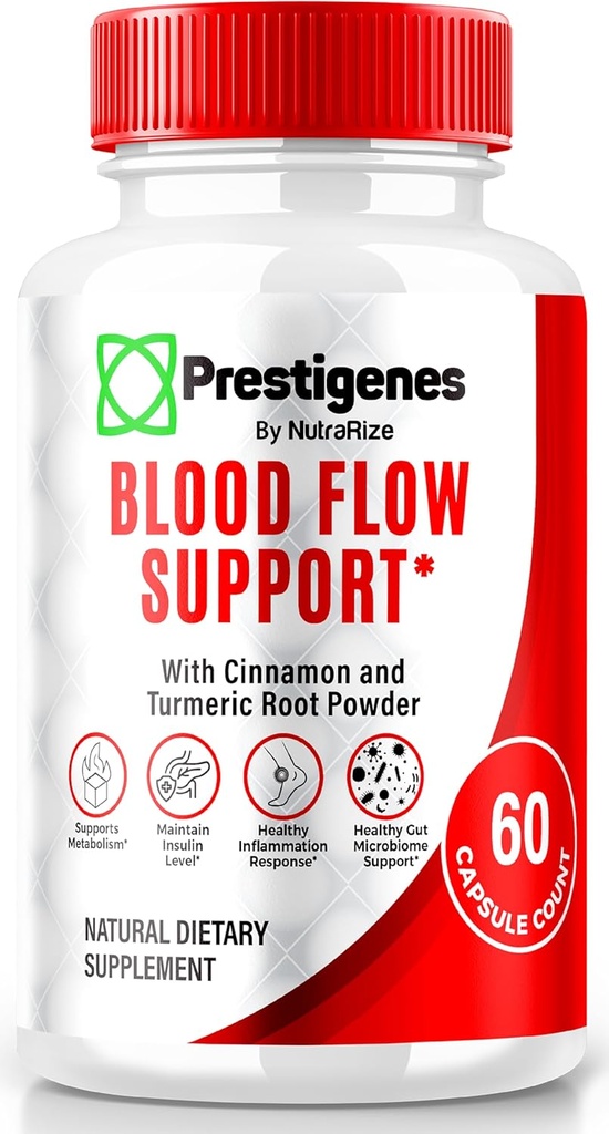 Prestigenes Blood Flow Suppport, Prestigenes to Fuel Your Bloodstream with The Power of Nature's Nutrients, Advanced Formula for Advanced Health, All Natural Prestigenes Reviews (60 Κάψουλες)