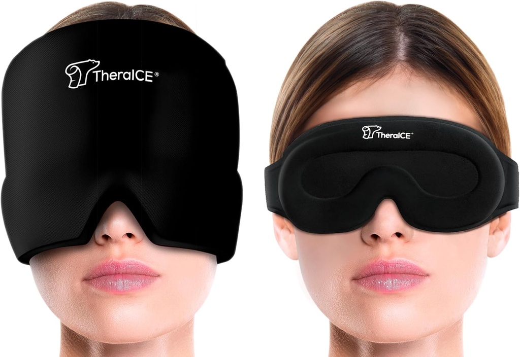 Θήρακας Ημικρανία Καπέλο ανακούφισης, Hot & Ψυχρή Θεραπεία Καπέλο, Ημικρανία Καπάκι ανακούφισης, Cool Gel Head Wrap, Πονοκέφαλος Cap Παγωμένη Μάσκα πακέτου + TheraICES Gel Ανακουφιστικό μάσκα ύπνου