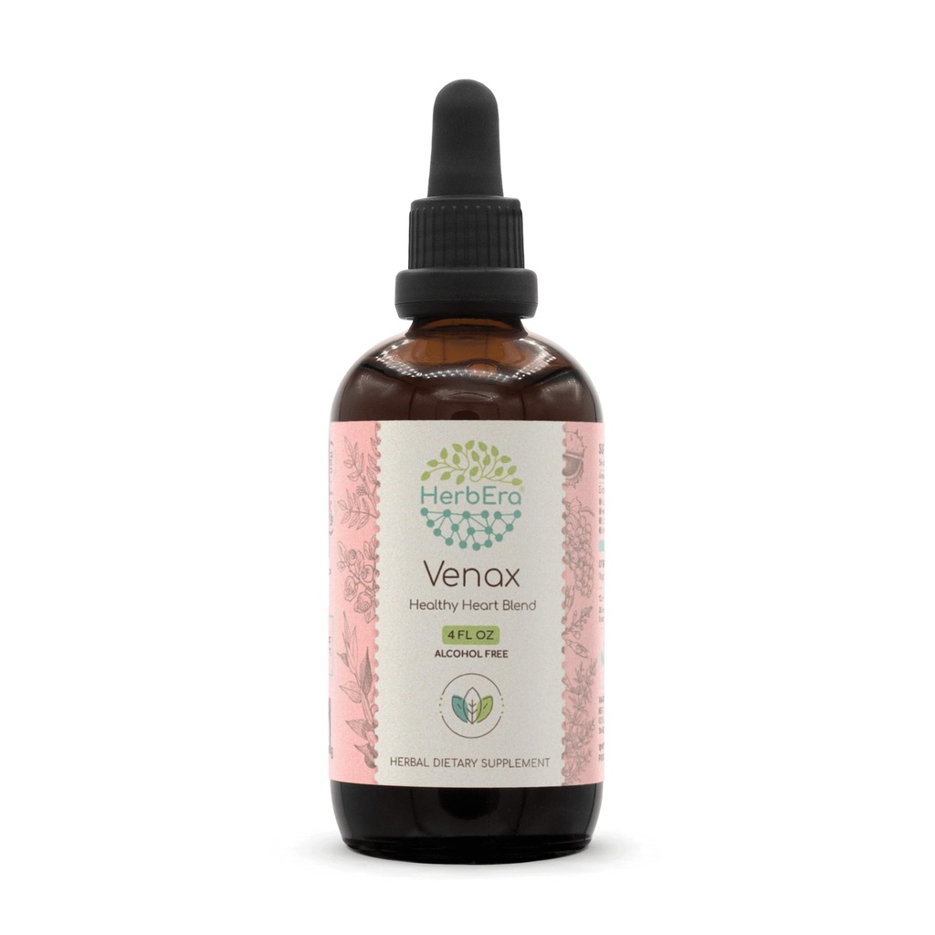 HerbEra Venax B120 Εκχύλισμα Χωρίς Αλκοόλ Βάμμα, Συμπυκνωμένες Υγρές σταγόνες: Butcher's Broom Root, Horse Chestnut Nut, Rosemary Leaf, Prickly Ash Bark, Bilberry Leaf, Grape Seed. Stone Root. 4 Oz