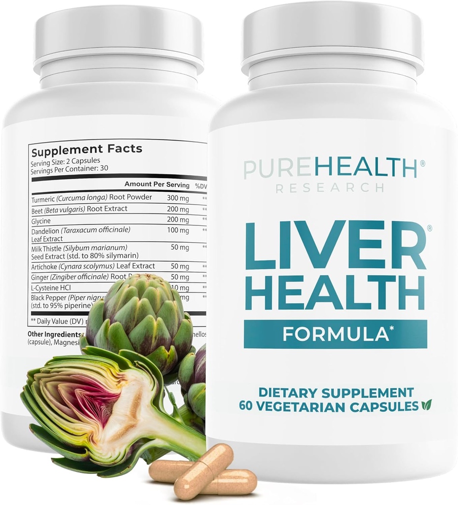 PUREHEALTH ΕΡΕΥΝΑ Ηπατική Υγεία – Liver Cleanse Detox & Repair with Artichoke Extract, Milk Thittle, Dandelion Root, Turmeric, Beet Root to Healthy Liver Renew with 11 Natural Nutrients, 60 Caps