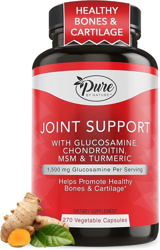 Pure By Nature Joint Support, Γλυκοσαμίνη με Chondroitin Turmeric MSM Boswellia συμπλήρωμα, 270 κάψουλες