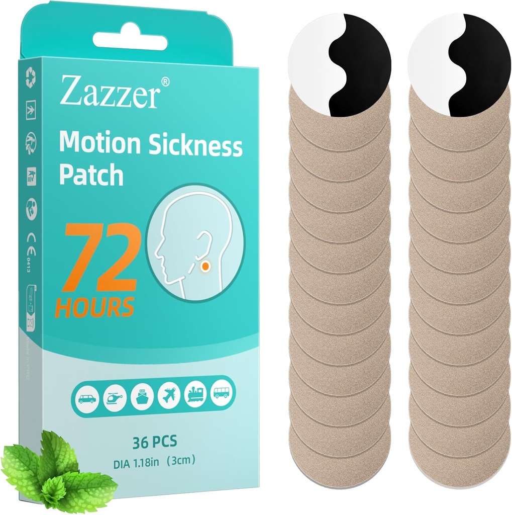 Biykog Motion Sickness Patches, Sea Sickness Patch for Car and Boat Rides, Cruise and Airplane Ταξίδια-για Ενήλικες και Παιδιά (36 Count)
