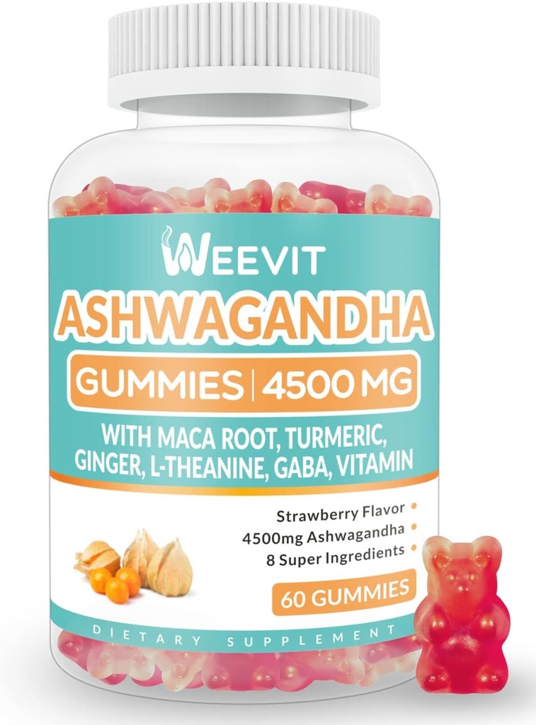 Sugar Free Ashwagandha Gummies for Women & Men, Ashwagandha Gummy with Maca Root Powder