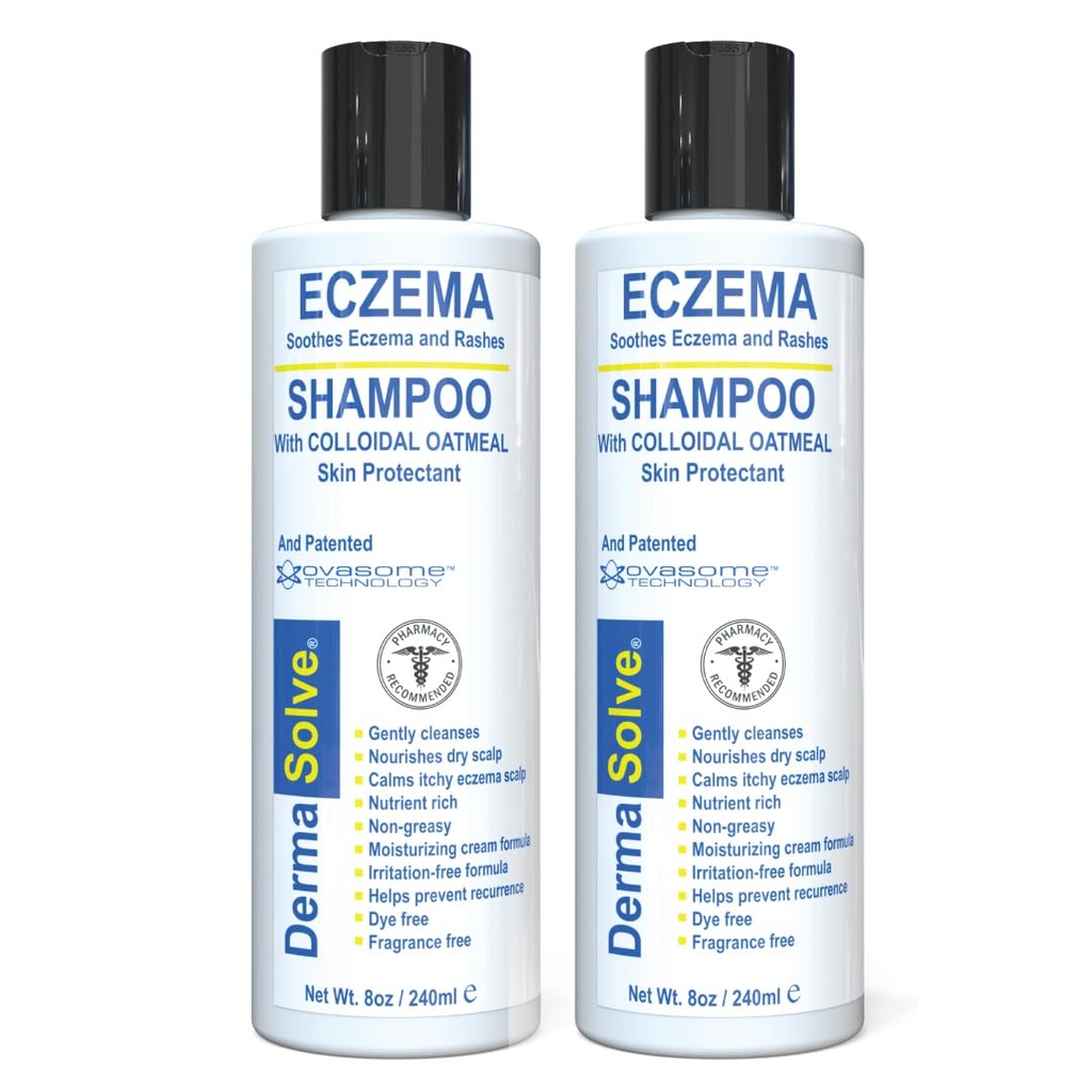 Dermasolve Eczema Relief Shampoo - Flare Control Scalp & Dandruff Free Therapy που προστατεύει, ενυδατώνει και επιδιορθώνει το δέρμα για παιδιά και ενήλικες - Steroid Free (2-Pack)